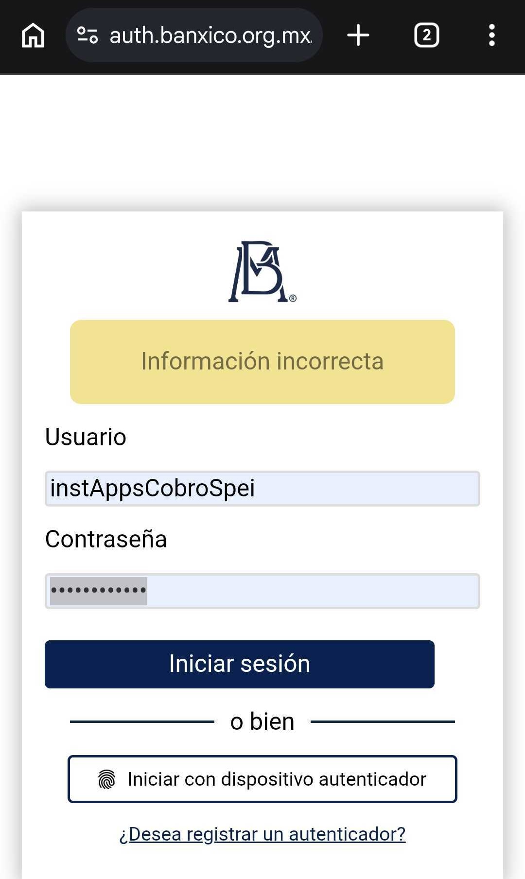 Pantalla de inicio de sesión de la app Wgo